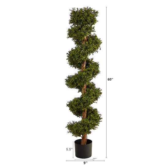 5ft. Potted UV Resistant Spiral Boxwood Topiary Tree